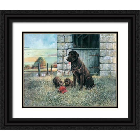 Playful Instincts Black Ornate Wood Framed Art Print with Double Matting by Manning, Ruane
