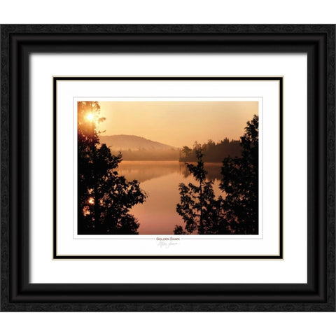 Golden Dawn Black Ornate Wood Framed Art Print with Double Matting by Jones, Mike