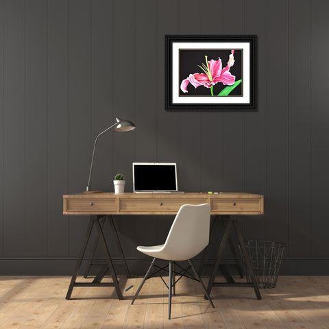 Pink Lily Black Ornate Wood Framed Art Print with Double Matting by Segrest, Jane