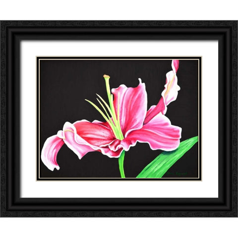 Pink Lily Black Ornate Wood Framed Art Print with Double Matting by Segrest, Jane