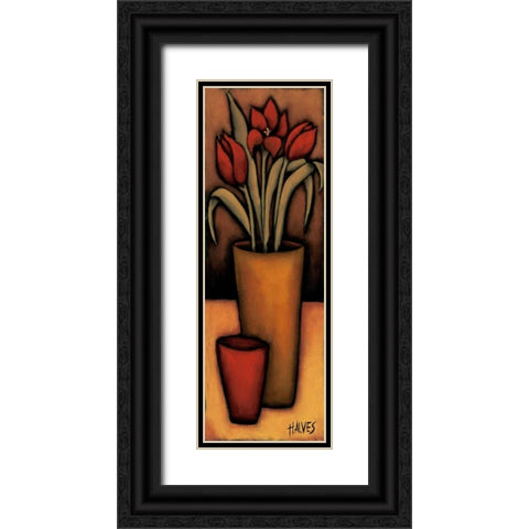 Tulipas Vermelhas Black Ornate Wood Framed Art Print with Double Matting by Alves, Helena