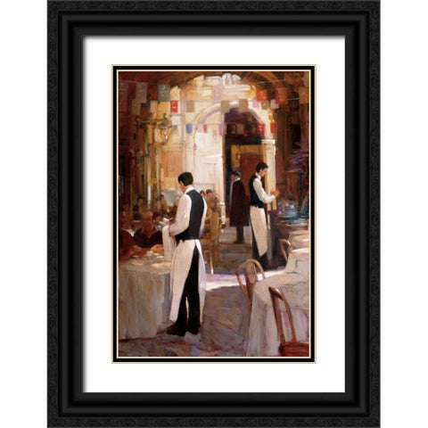 Two Waiters Place des Vosges Black Ornate Wood Framed Art Print with Double Matting by Craig, Philip