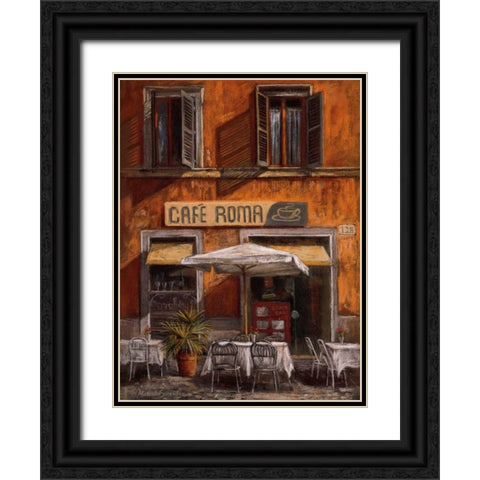 Cafe Roma Black Ornate Wood Framed Art Print with Double Matting by Surridge, Malcolm