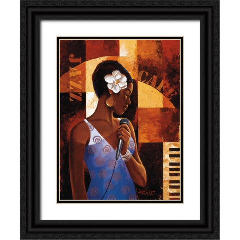 Jazz Cafe Black Ornate Wood Framed Art Print with Double Matting by Mallett, Keith