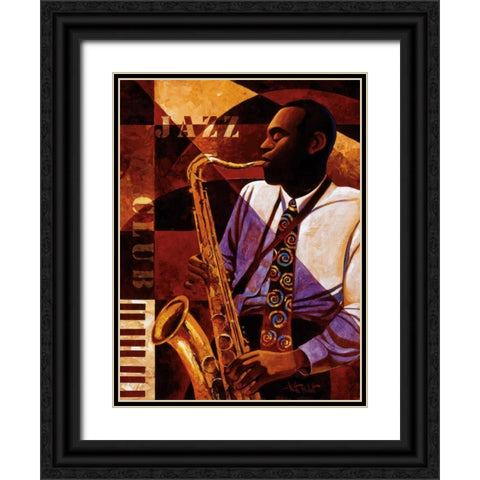 Jazz Club Black Ornate Wood Framed Art Print with Double Matting by Mallett, Keith