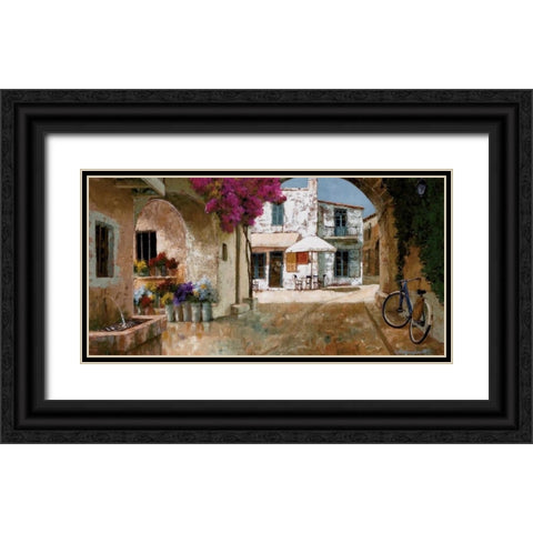 Picking Up Flowers Black Ornate Wood Framed Art Print with Double Matting by Archambault, Gilles