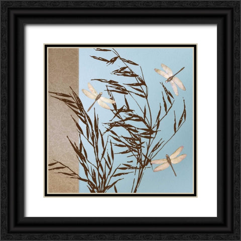 Dragonflies Black Ornate Wood Framed Art Print with Double Matting by Gold, Caroline