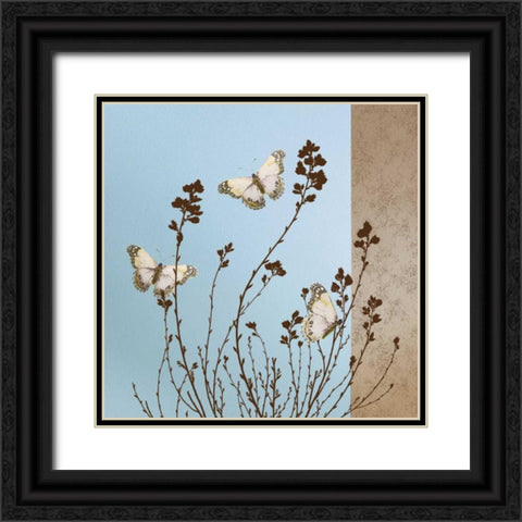 Butterflies Black Ornate Wood Framed Art Print with Double Matting by Gold, Caroline