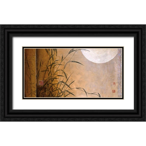 Lakeside Moonrise Black Ornate Wood Framed Art Print with Double Matting by Li-Leger, Don