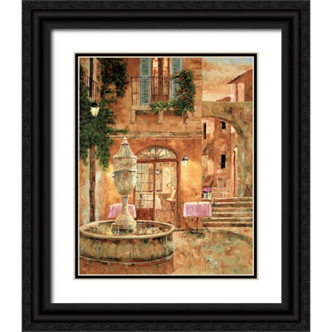 Evening at the Fountain Black Ornate Wood Framed Art Print with Double Matting by Archambault, Gilles