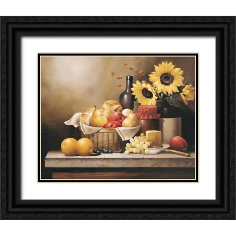 On the Kitchen Table Black Ornate Wood Framed Art Print with Double Matting by Santos, Victor
