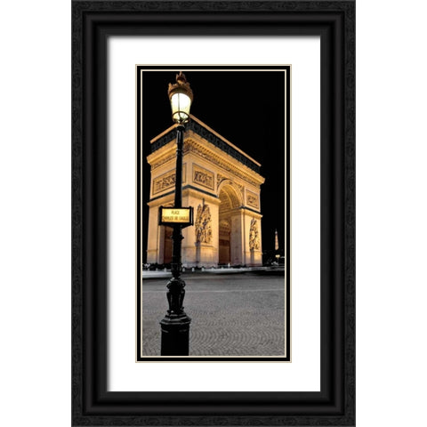 Paris Nights I Black Ornate Wood Framed Art Print with Double Matting by Maihara, Jeff