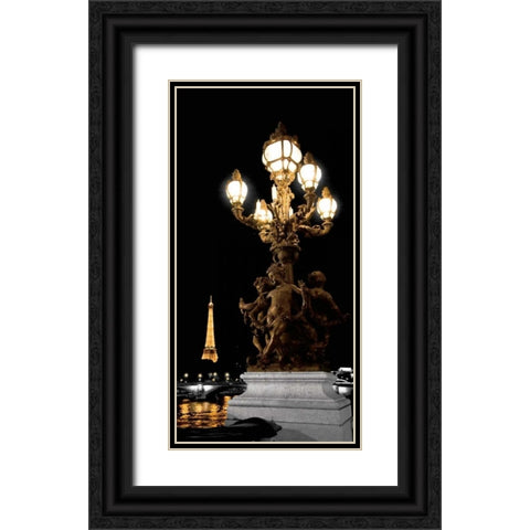 Paris Nights II Black Ornate Wood Framed Art Print with Double Matting by Maihara, Jeff