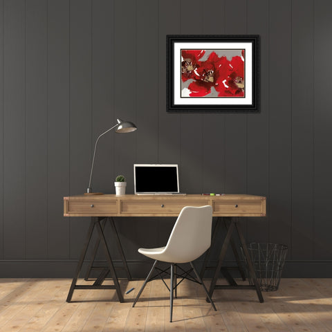 Red Poppy Forest I Black Ornate Wood Framed Art Print with Double Matting by Barnes, Natasha