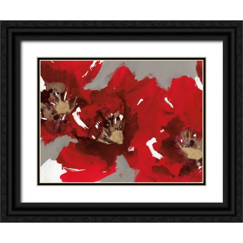 Red Poppy Forest I Black Ornate Wood Framed Art Print with Double Matting by Barnes, Natasha