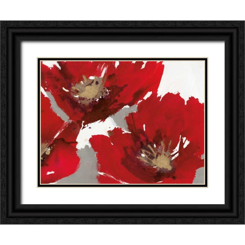 Red Poppy Forrest II  Black Ornate Wood Framed Art Print with Double Matting by Barnes, Natasha