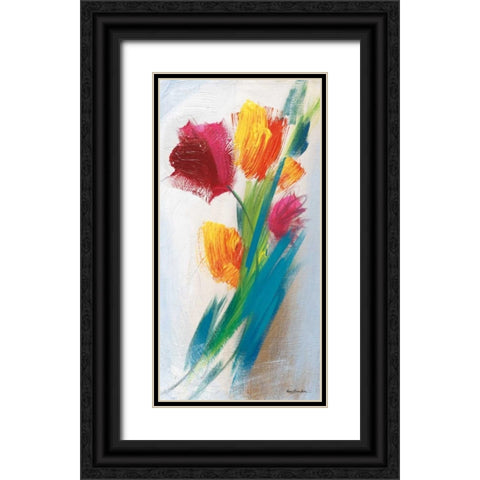 Bright Tulip Bunch I Black Ornate Wood Framed Art Print with Double Matting by Parker, Karen Lorena