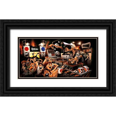 The Party Black Ornate Wood Framed Art Print with Double Matting by Perez, Adam