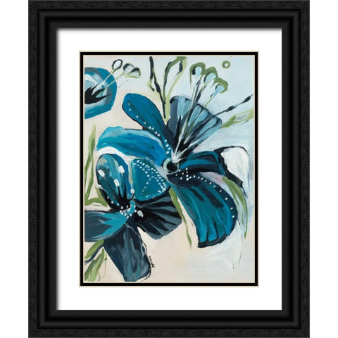 Flowers of Azure I Black Ornate Wood Framed Art Print with Double Matting by Maritz, Angela