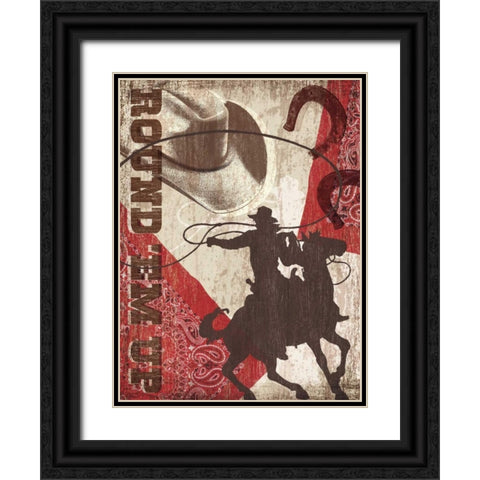 Round Em Up Black Ornate Wood Framed Art Print with Double Matting by Venter, Tandi