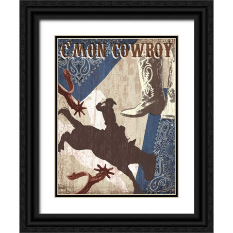 Cmon Cowboy Black Ornate Wood Framed Art Print with Double Matting by Venter, Tandi