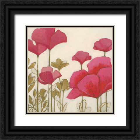Ladybug Flowers I Black Ornate Wood Framed Art Print with Double Matting by MARIA