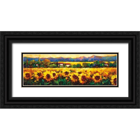 Sweeping Fields of Sunflowers Black Ornate Wood Framed Art Print with Double Matting by OToole, Nancy