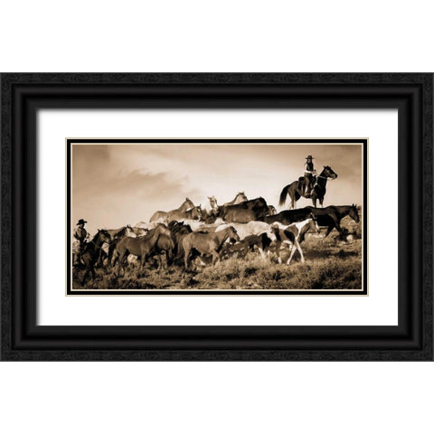 Gathering The Herd Black Ornate Wood Framed Art Print with Double Matting by Caro, Wendy