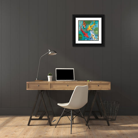 Lucky Koi I Black Ornate Wood Framed Art Print with Double Matting by Venter, Tandi
