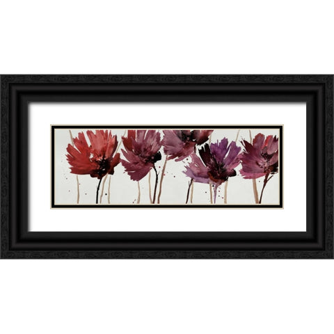 Blushing Blooms Black Ornate Wood Framed Art Print with Double Matting by Barnes, Natasha