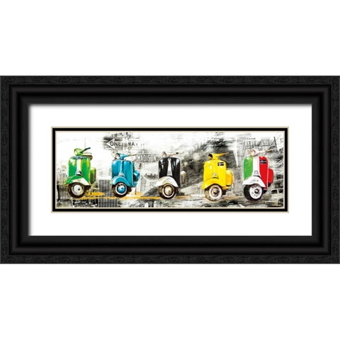 Get Your Mopeds Running Black Ornate Wood Framed Art Print with Double Matting by Sola, Bresso