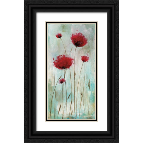 Splash Poppies I Black Ornate Wood Framed Art Print with Double Matting by Brink, Catherine
