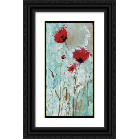 Splash Poppies II Black Ornate Wood Framed Art Print with Double Matting by Brink, Catherine