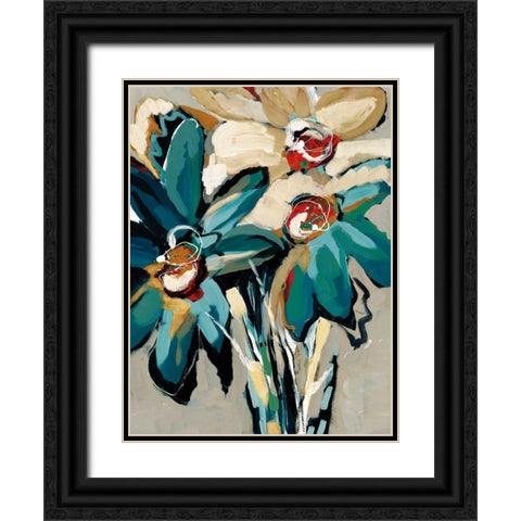 Blooming Blue I Black Ornate Wood Framed Art Print with Double Matting by Maritz, Angela
