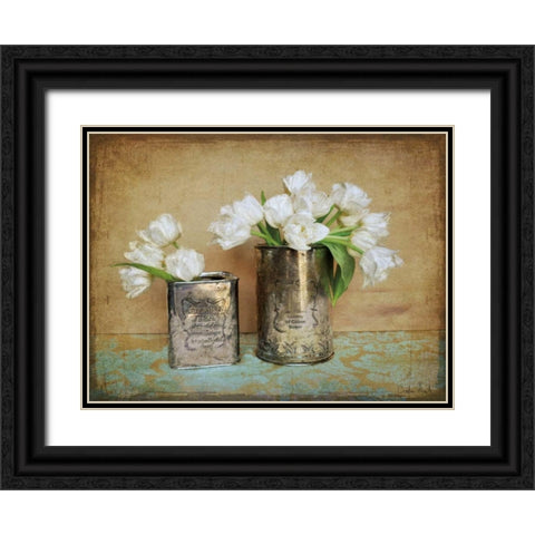 Vintage Tulips I Black Ornate Wood Framed Art Print with Double Matting by Atria, Cristin