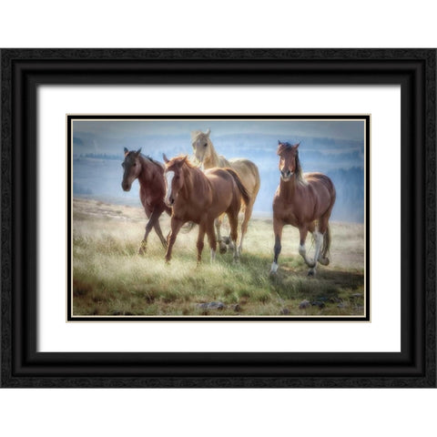 Morning Stroll Black Ornate Wood Framed Art Print with Double Matting by Caro, Wendy