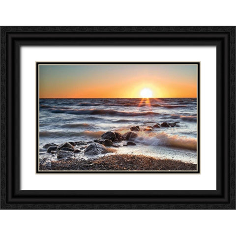 Sunset at Blue Point Black Ornate Wood Framed Art Print with Double Matting by Bellyk, Daniel J.