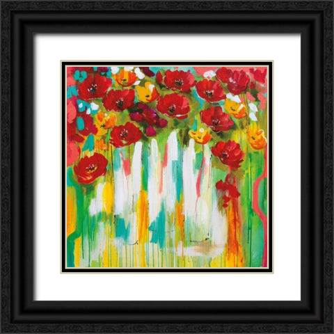 Poppies Glowing Black Ornate Wood Framed Art Print with Double Matting by Brooks, Amanda J.