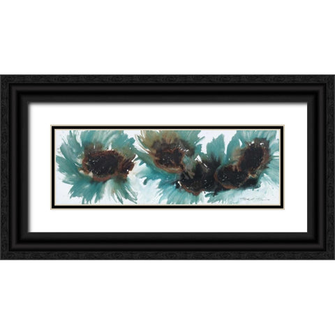 Peacock Dance Black Ornate Wood Framed Art Print with Double Matting by Barnes, Natasha