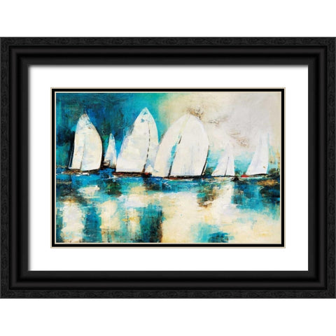 Velero Azul Black Ornate Wood Framed Art Print with Double Matting by Villarreal Santos, Nancy