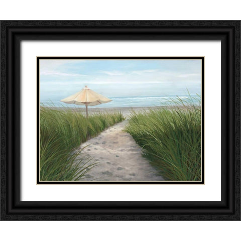 Umbrella on the Beach Black Ornate Wood Framed Art Print with Double Matting by Peterson, Julie