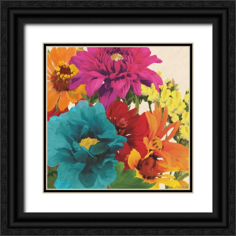 Pop Art Flowers II Black Ornate Wood Framed Art Print with Double Matting by Anderson, Jocelyn