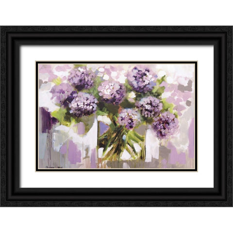 Blush Hydrangea Black Ornate Wood Framed Art Print with Double Matting by Brooks, Amanda J.