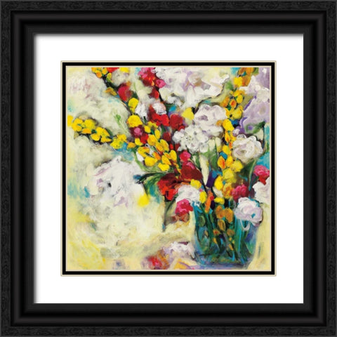 Echoes in Yellow and White  Black Ornate Wood Framed Art Print with Double Matting by Eider, Georgia