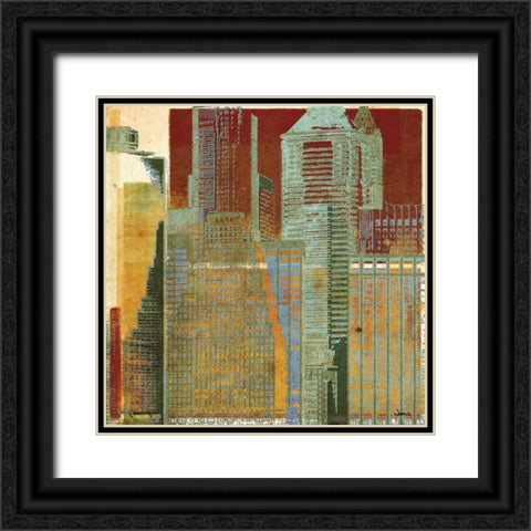 Urban Blocks I Black Ornate Wood Framed Art Print with Double Matting by NOAH