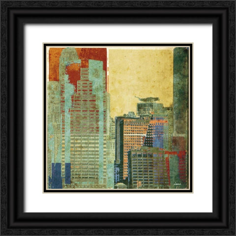 Urban Blocks II Black Ornate Wood Framed Art Print with Double Matting by NOAH