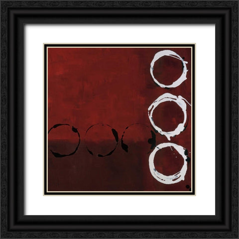 Red Circles II Black Ornate Wood Framed Art Print with Double Matting by Maitland, Laurie