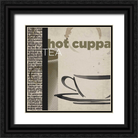 Hot Cuppa Tea Black Ornate Wood Framed Art Print with Double Matting by Venter, Tandi