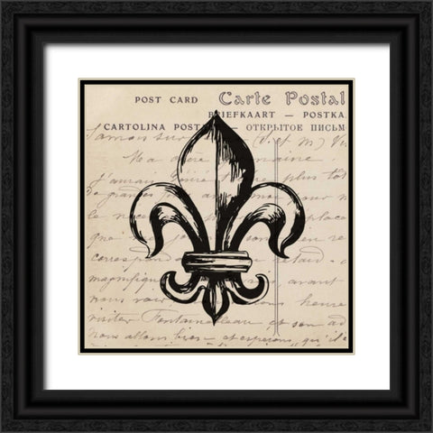 Fleur De Lis II Black Ornate Wood Framed Art Print with Double Matting by Berg, Sabine