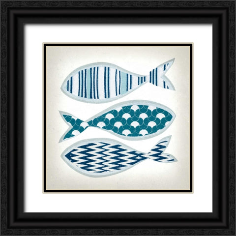 Fish Patterns I Black Ornate Wood Framed Art Print with Double Matting by Venter, Tandi